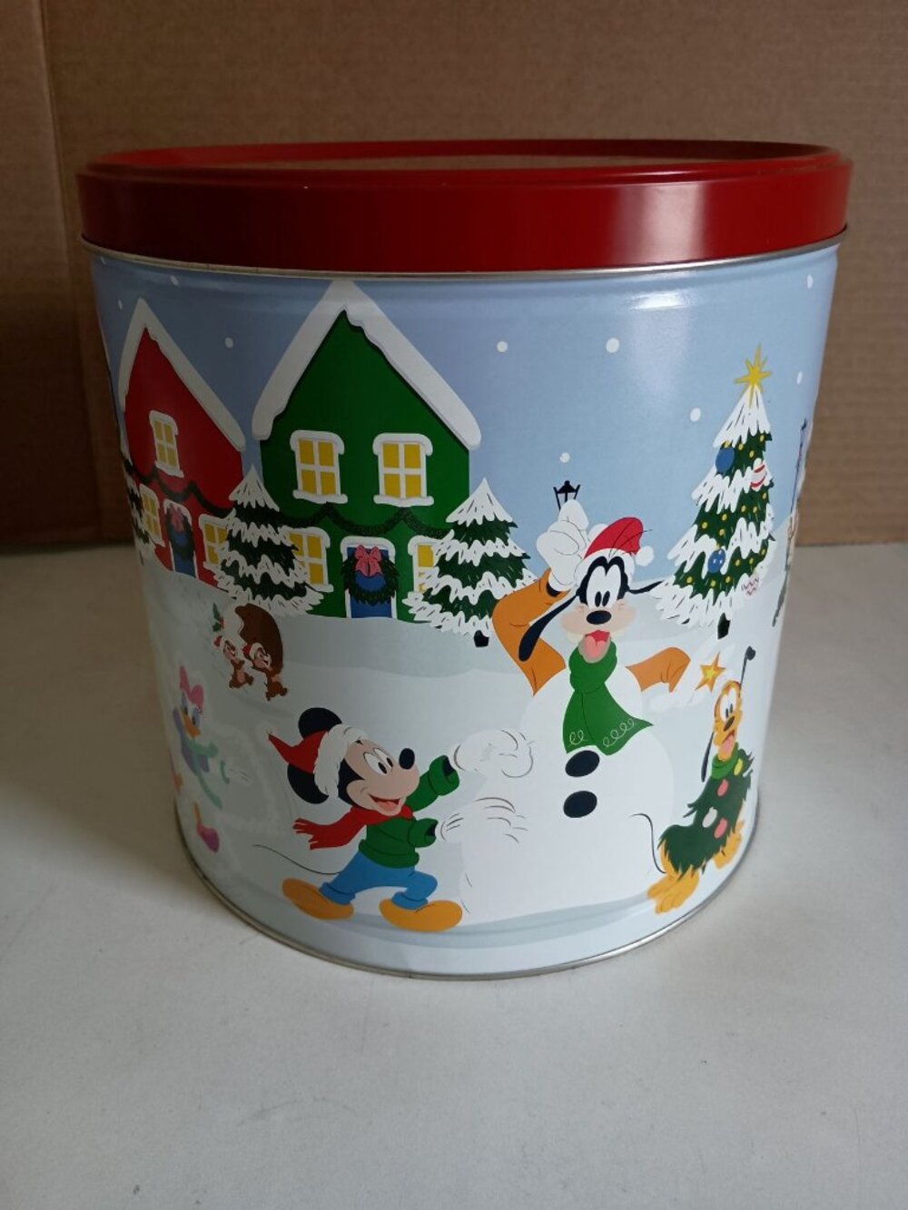 Disney Mickey and Friends festive Christmas holiday metal storage tin